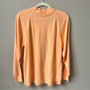 Vintage Pastel Peach Sweater Women's Size L Large Soft Lightweight Spring Preppy